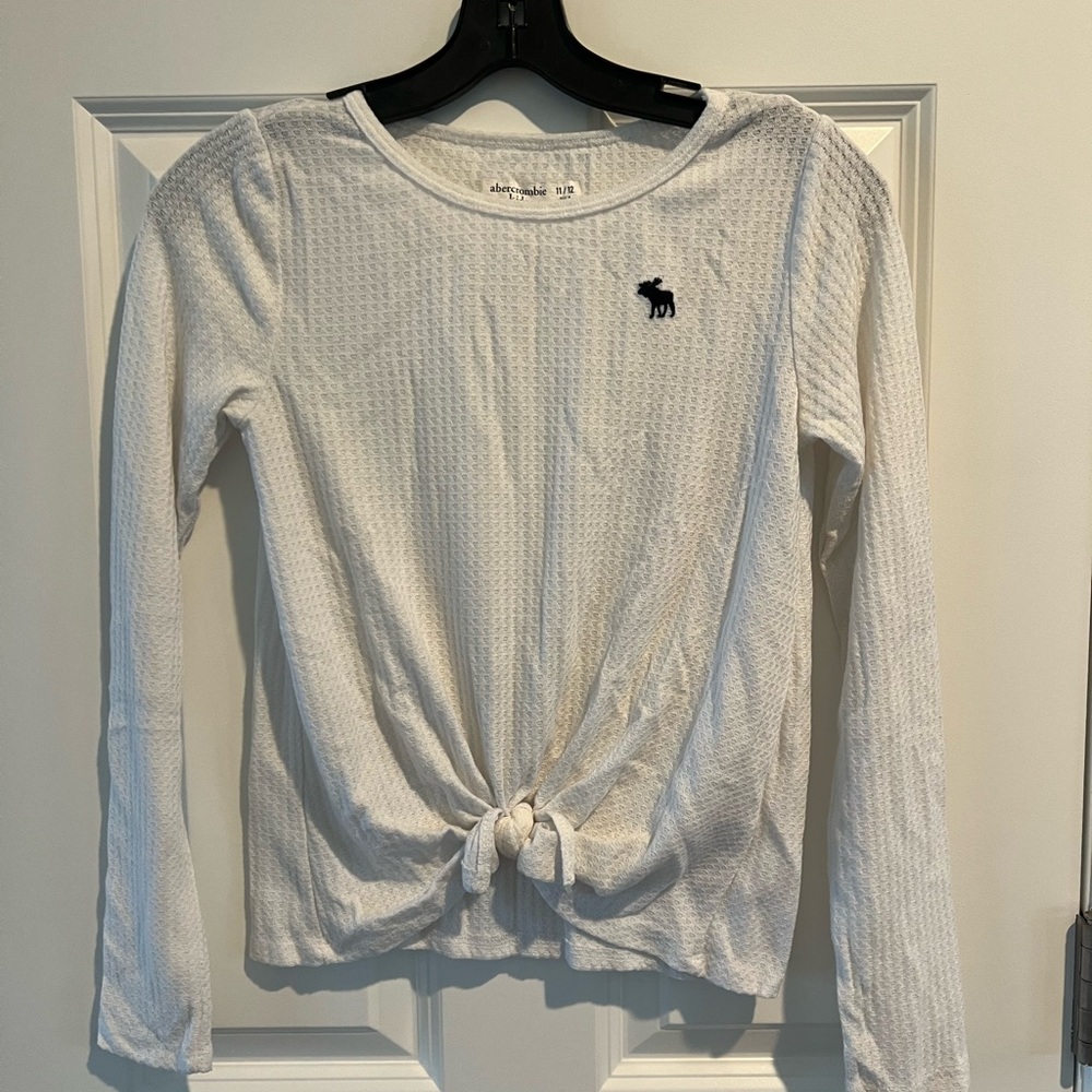 Abercrombie Kids White Textured Long Sleeve Thermal Top